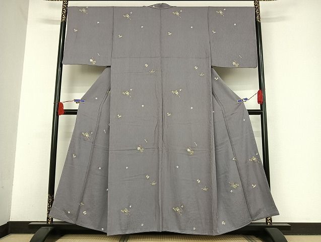 平和屋着物▽上質な小紋 単衣 蔦の葉文 正絹 逸品 CAAT9387dy