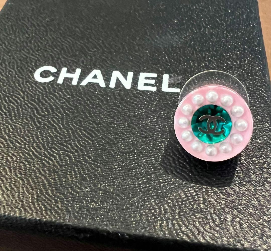 レア品 シャネル レジン ピアス 【CHANEL】 クリアー ココマーク 16K 