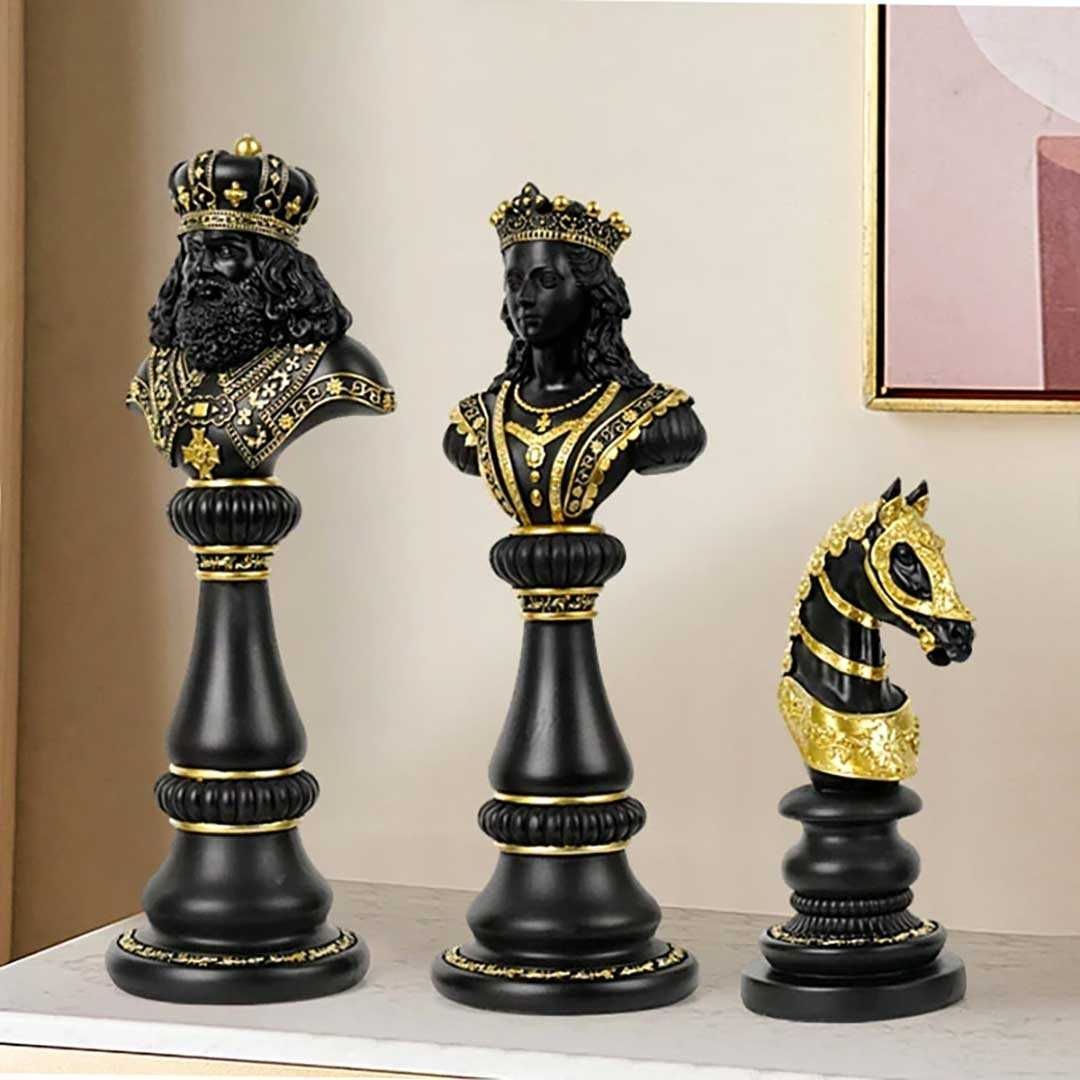 チェス駒　3個セット　ブラック置物