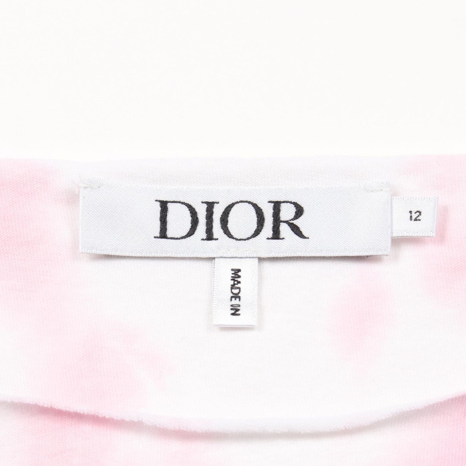 クリスチャンディオール Christian Dior CDロゴ タイダイ Tシャツ コットン ホワイト ライトピンク フリンジ キッズ 2WBB13DRSF レディース 中古 ディオール Dior カットソー CDロゴ タイダイ 2WBB13DRSF
