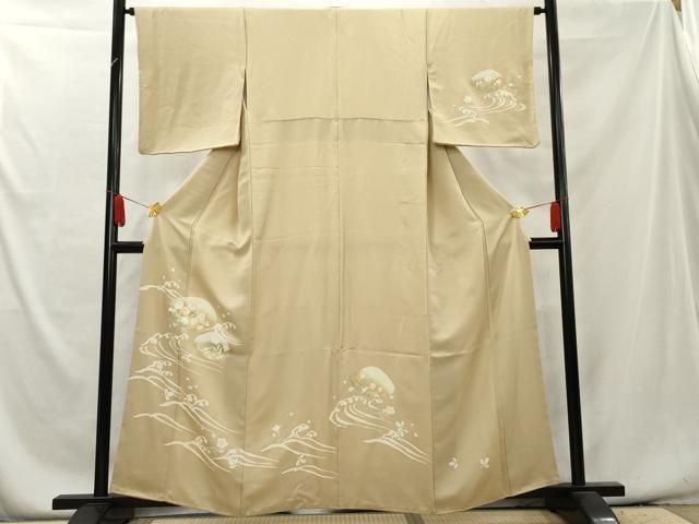 平和屋着物□訪問着 駒刺繍 立波花文 金彩 正絹 逸品 AAAY7446cs