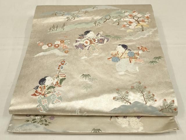 平和屋本店□極上 西陣 本場縞大島紬 18算 格子柄 みしな織物謹製 黒地  