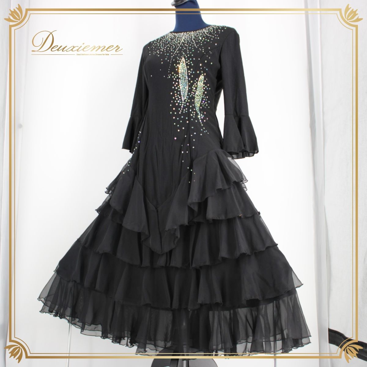 【美品 社交ダンス衣装】 ブラック系 ドレス ワンピース パーティー prima boutique プリマブティック ICHIOKU イチオク 美品 社交ダンス衣装】 ブラック系 ドレス ワンピース