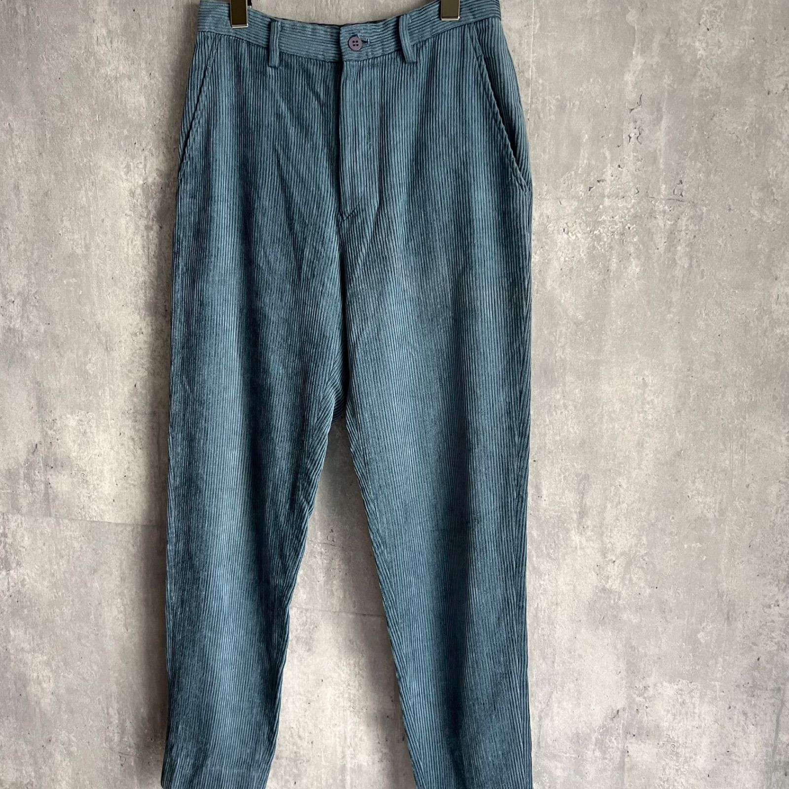 90s ISSEY MIYAKE イッセイミヤケ レーヨン×綿×ウール コーデュロイパンツ ブルー IM63-FF122 Lサイズ