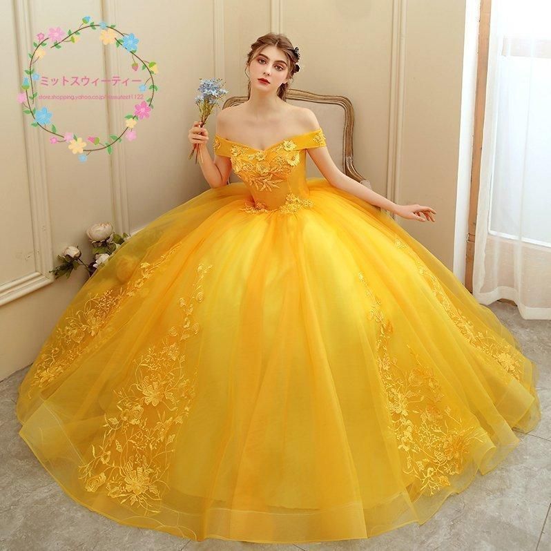 ⭐️新品•訳あり⭐️ドレス パーティードレス パニエ付き 結婚式 ウェディングドレス カラードレス ロングドレス 11色 二次会 パーティードレス