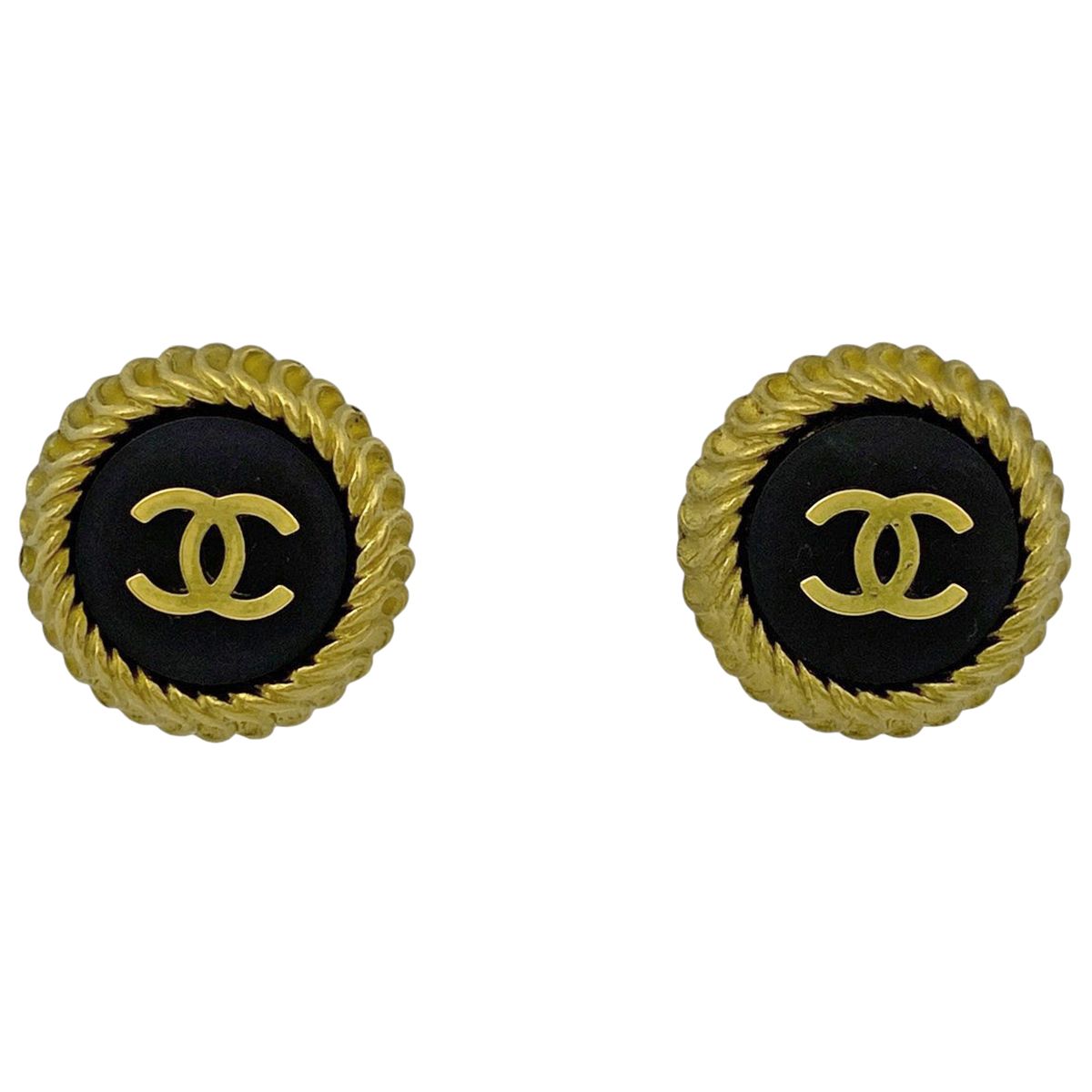 在庫一掃 シャネル CHANEL ココマーク イラウンド ヤリング CC イヤリング GP ブラック ゴールド レディース