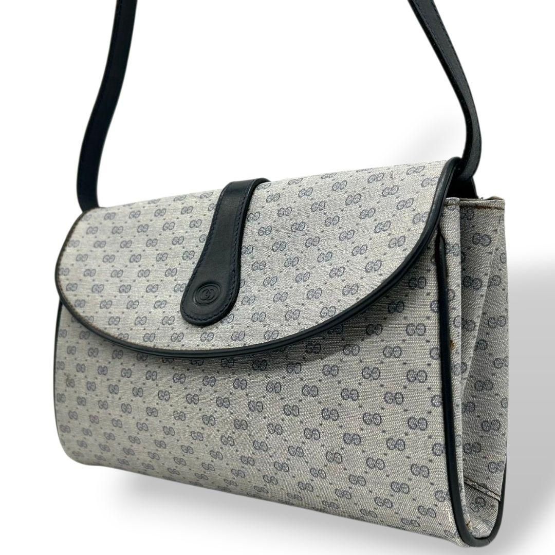 GUCCI グッチ ショルダーバッグ マイクロGG ネイビー 紺 PVC レザー  