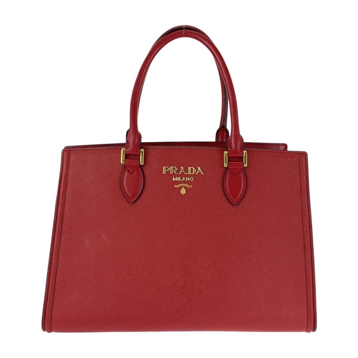 美品 PRADA プラダ サフィアーノ レッド ゴールド金具 レザー 美品 PRADA プラダ サフィアーノ レッド ゴールド金具 レザー