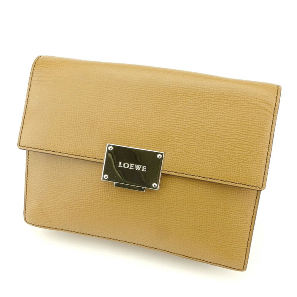 LOEWE クラッチバッグ ベージュ ファー LOEWE ロエベ クラッチバッグ OBLONG POUCH オブロング ポーチ