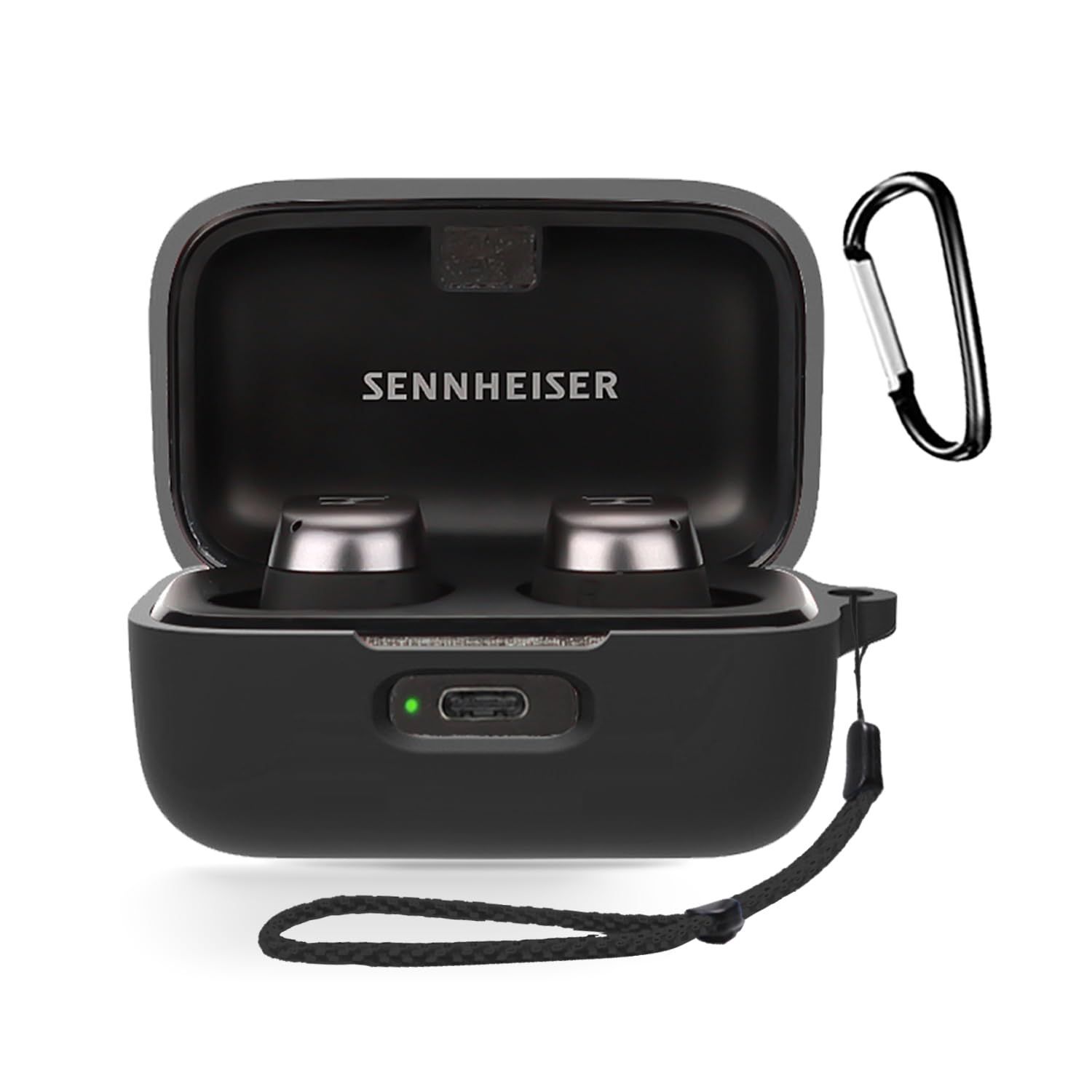 【数量限定】Wireless Wireless True 4 4 True MOMENTUM MOMENTUM Sennheiser 対応インイヤーヘッドホン用ヘッドホンケース Sennheiser キズ防止 全面保護 装着充電可能 [ブラック 防塵 防水 耐