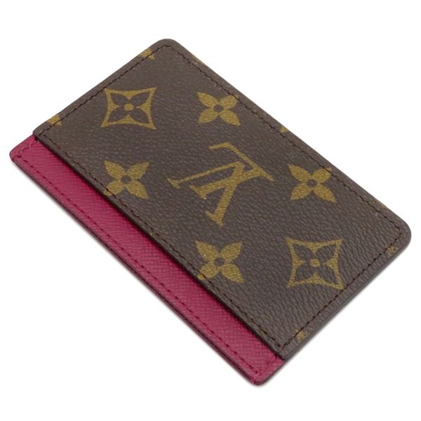 ルイヴィトン LOUIS VUITTON カードケース ポルトカルト サーンプル モノグラムキャンバス フューシャ 茶 ピンク カード入れ M 60703 CA 2177