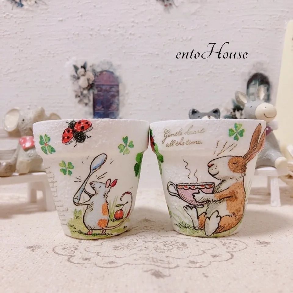 多肉植物❤デコパージュリメ缶❤ワンコ柄❤2個セット❤セール中❤ラスト❤