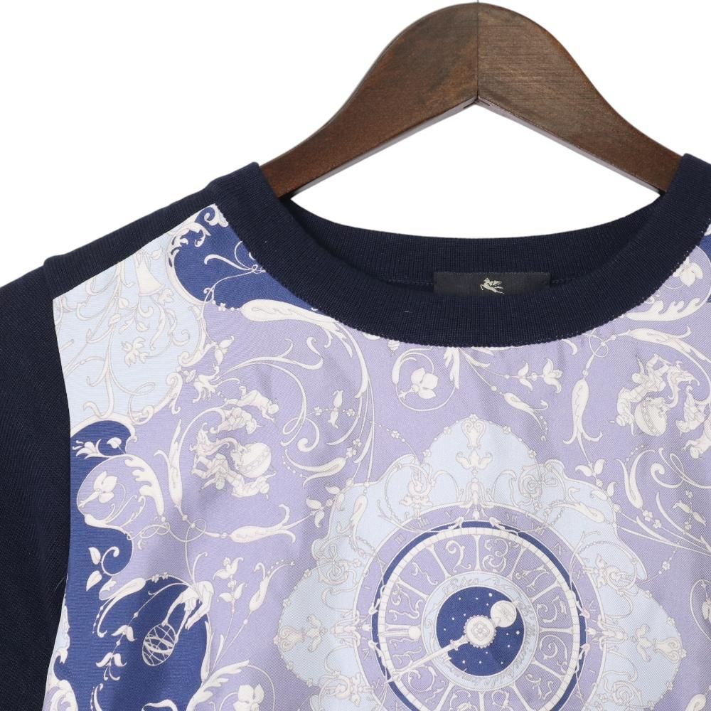 エトロ ETRO シルク スカーフ柄 切替 半袖 ニット セーター