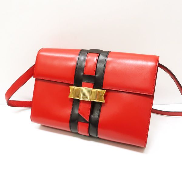 CELINE セリーヌ ショルダーバッグ 赤 - 4501825E0107 6-33036 CELINE セリーヌ ショルダーバッグ ミニポシェット