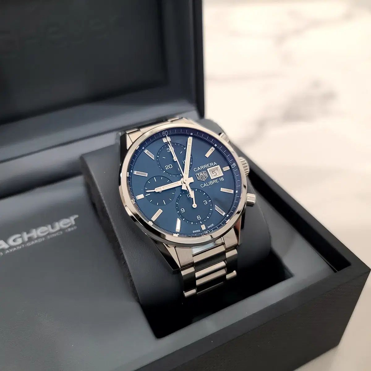 【美品】タグホイヤー カレラ キャリバー5 青文字盤 美品 メンズ 自動巻き TAG Heuer(タグホイヤー) カレラ キャリバー 5 オートマティック 青