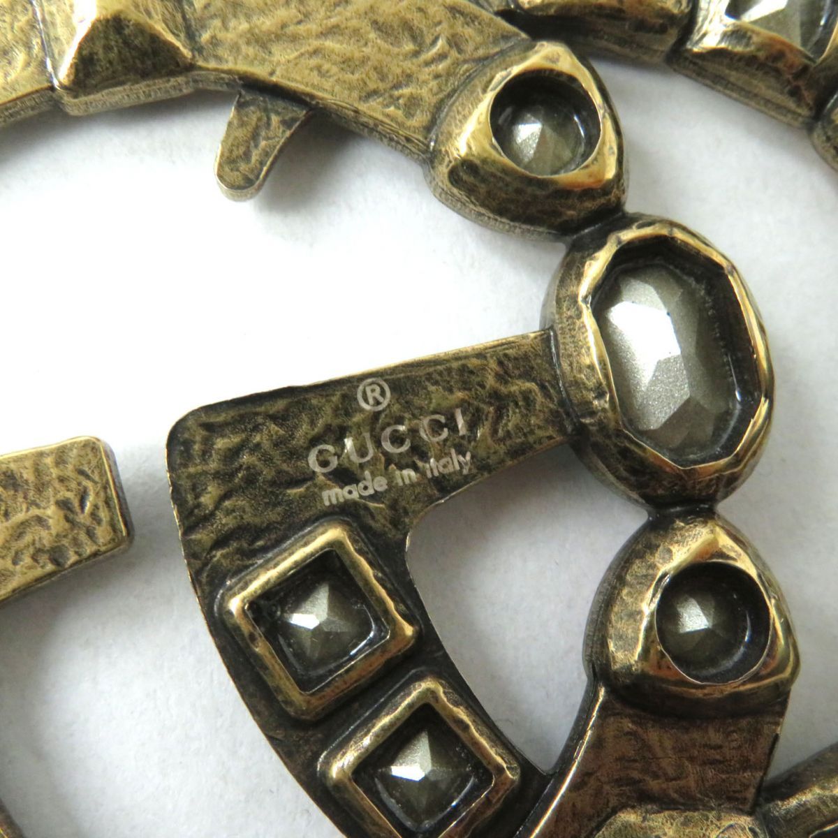 極美品◎イタリア製 GUCCI グッチ レディース ダブルG クリスタル 