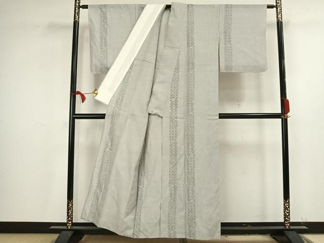 平和屋着物▽結城紬 奥順 はたおり娘 単衣 100亀甲 割付文 正絹 逸品