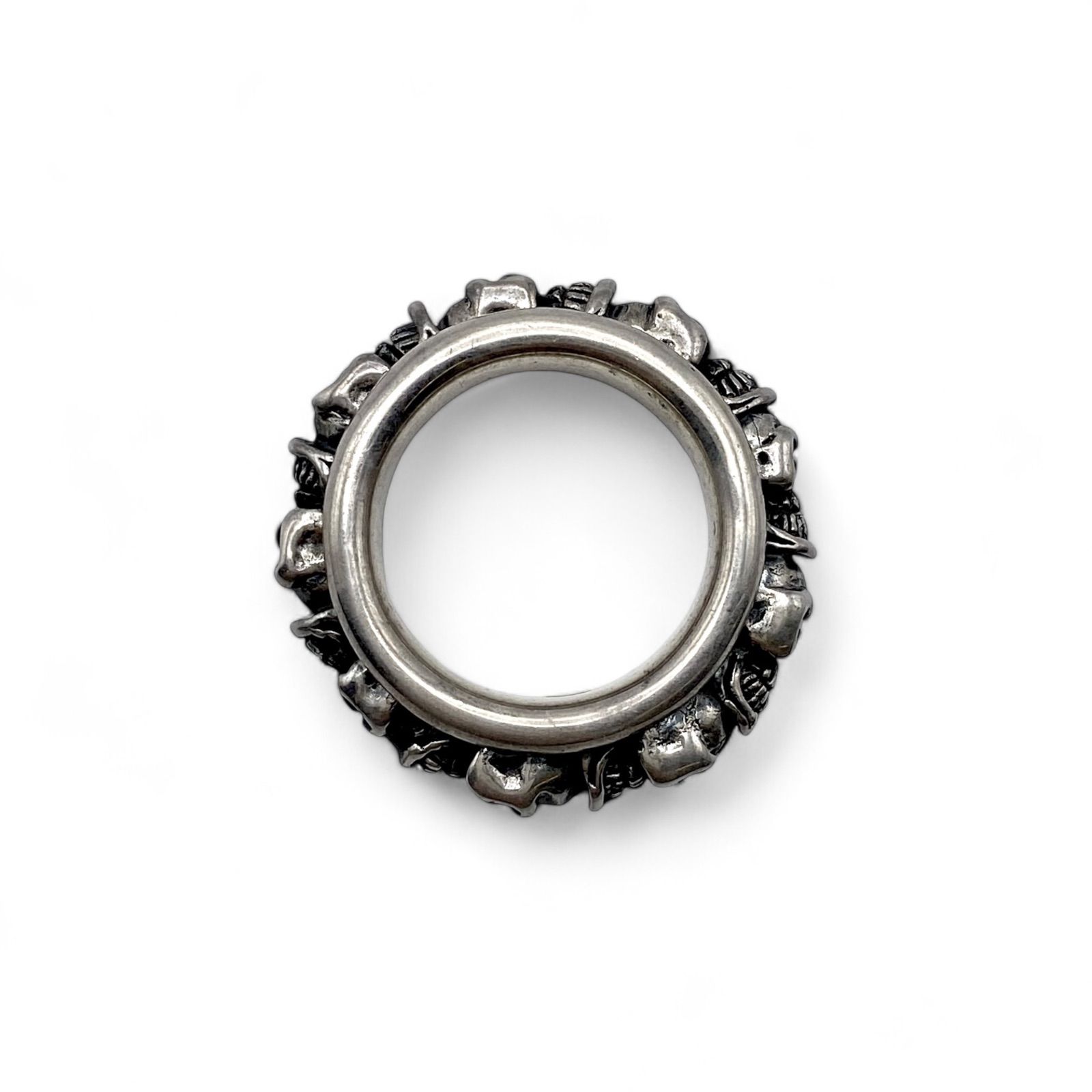 シルバー 925 スカルリング　14号 精妙巧緻】スカル Silver 925 刻印 00s Vintage Design Ring シルバー