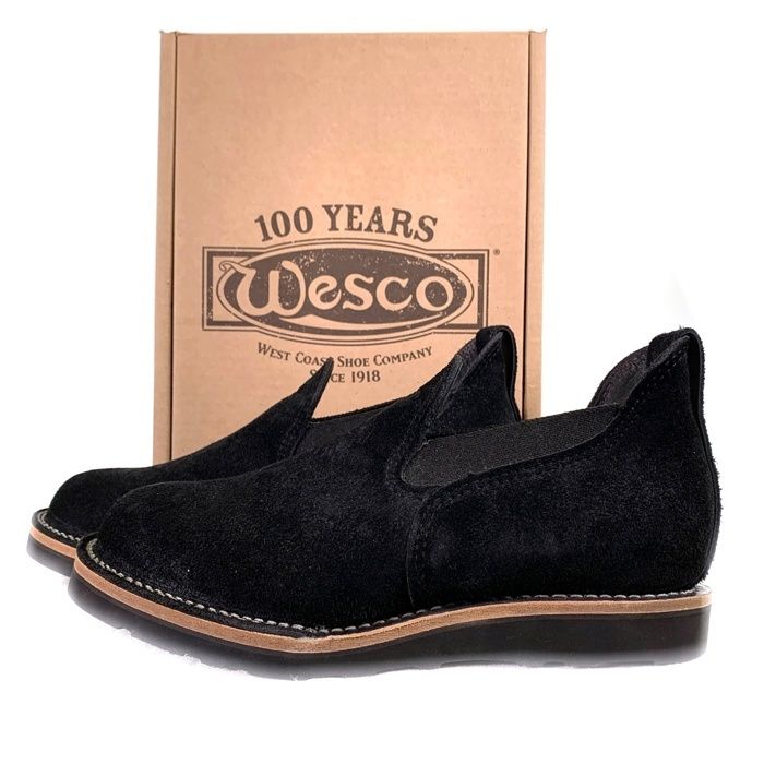 Wesco ウエスコ Custom Romeo カスタム ロメオ ラフアウト スリッポン レザーブーツ クレープソール ブラック Size 9E 27cm