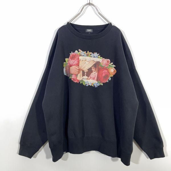 PAMEO POSE パメオポーズ 裏起毛 スウェット トレーナー サイズフリー ブラック 黒 ゆったり オーバーサイズ