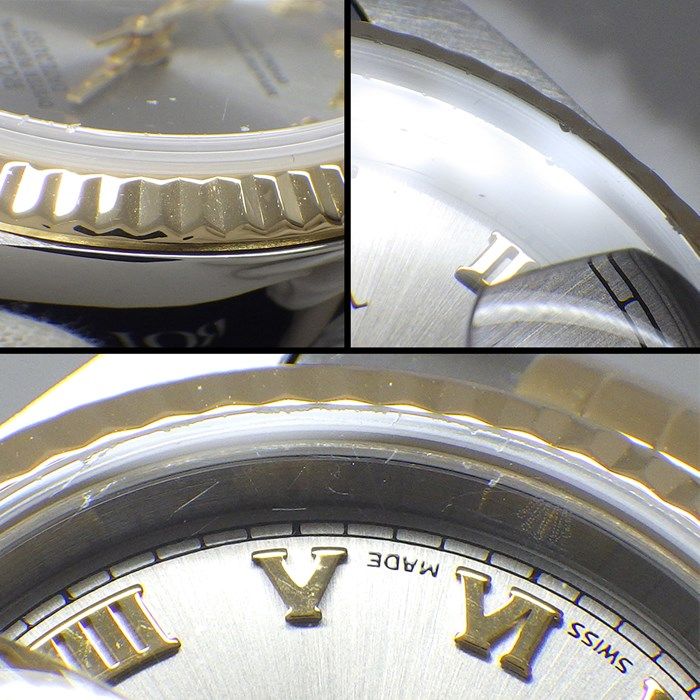 ロレックス Rolex 腕時計 デイトジャスト 79173 Y番 2002年製 サンレイ シルバー文字盤 フルーテッドベゼル ジュビリーブレス SS K18YG 自動巻き 【箱・保付き】 【中古】 ROLEX - ロレックス Rolex 腕時計 デイトジャスト 79173 Y番 2002年製