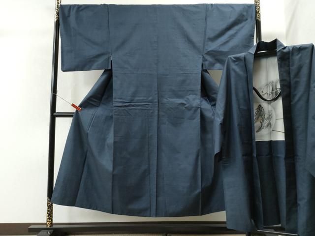 平和屋着物○男性 紬 アンサンブル 網代織 正絹 逸品 未使用