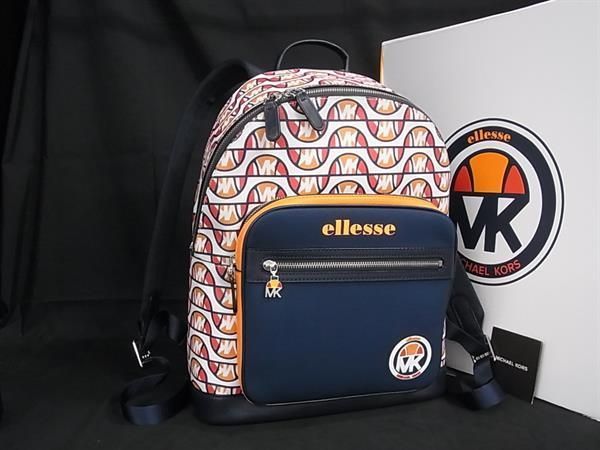 ■新品■未使用■ MICHAEL KORS マイケルコース ellesse エレッセ コラボ MK柄 PVC リュックサック バックパック ネイビー系 AZ0521 □新品□未使用□ MICHAEL KORS マイケルコース ellesse エレッセ