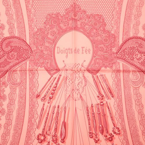 未使用 エルメス HERMES スカーフ カレ90 シルク Doigts de Fee