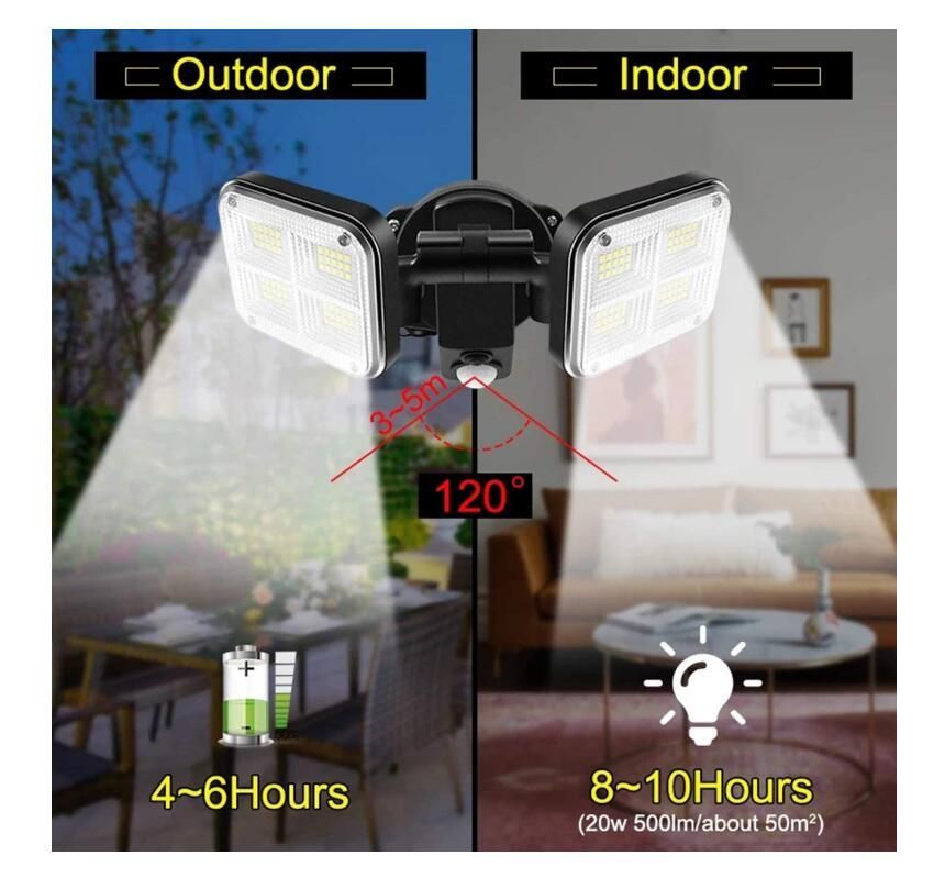 ソーラーライト センサーライト 人感センサー ライト 屋外 防水 分離型 5Mケーブル 分離式 120LED 明るい 3灯モード 人感 ガーデンライト 照明 玄関 駐車場