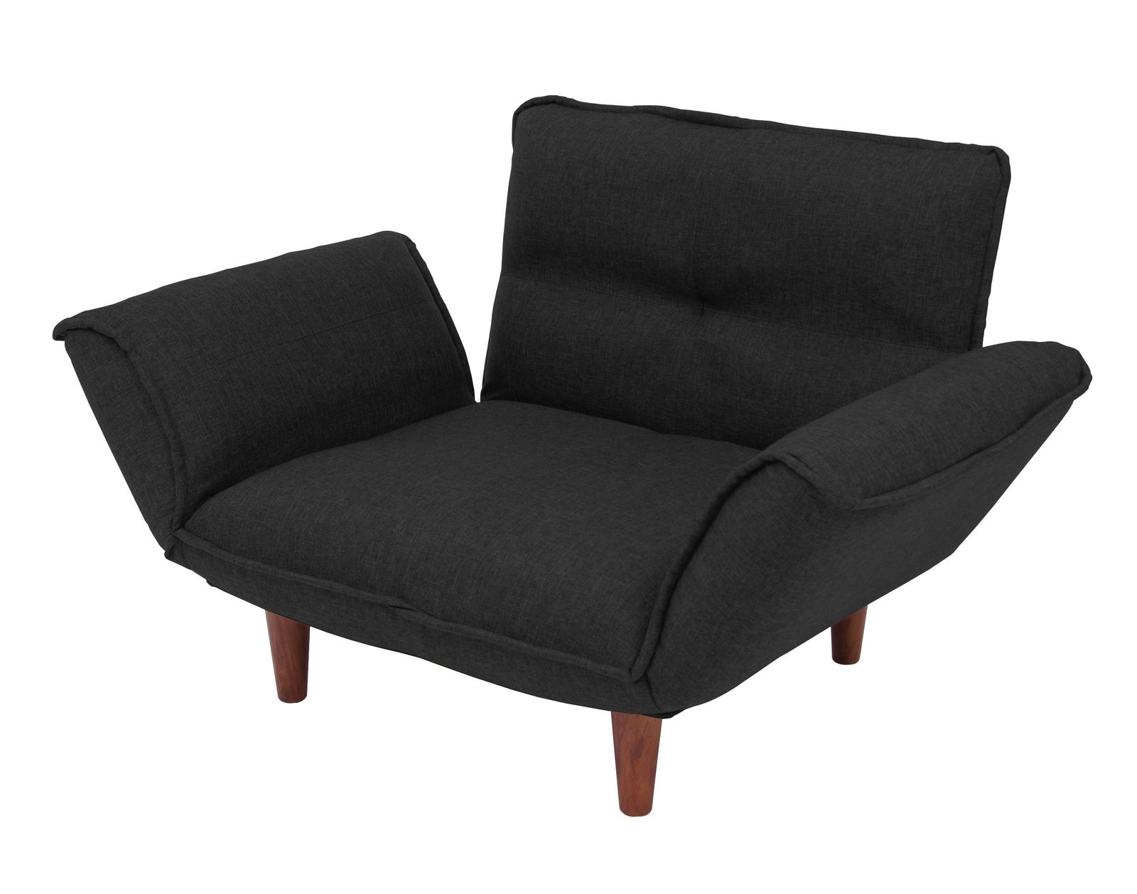 1人掛け ポケットコイル 和楽の ダリアンブラック カウチソファー 背部肘部14段階リクライニング 高反発 セルタン A282p-14段-564BK