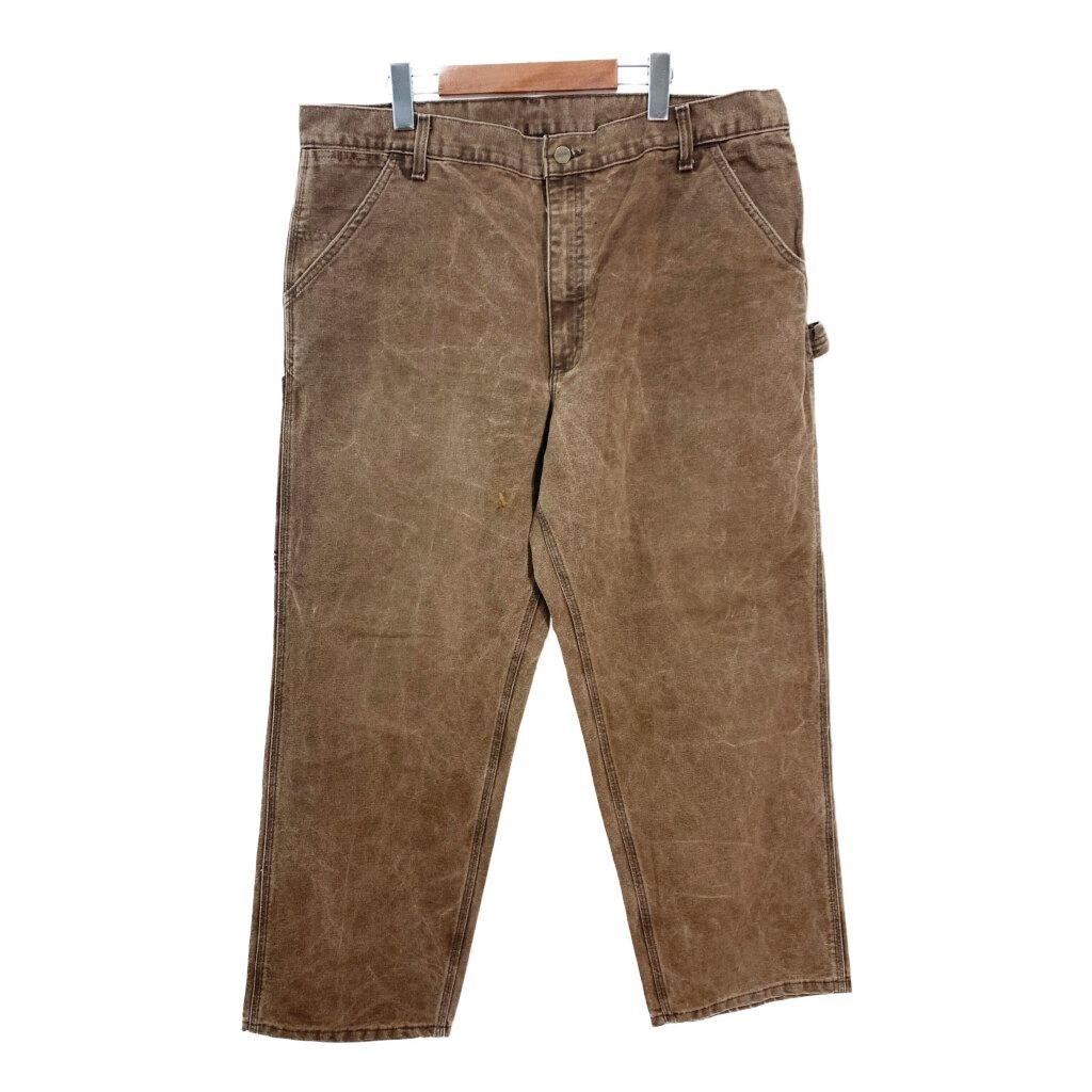 90年代 USA製 Carhartt カーハート ダック ペインターパンツ 大きいサイズ ブラウン (メンズ W40 L30) 中古 古着 S7483