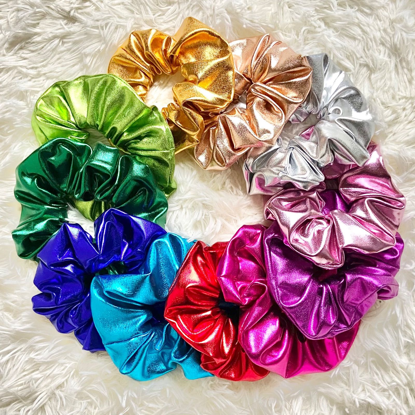 シュシュ ポリ羽二重 ハンドメイド やや緑がかったブルー⭐︎アイドル