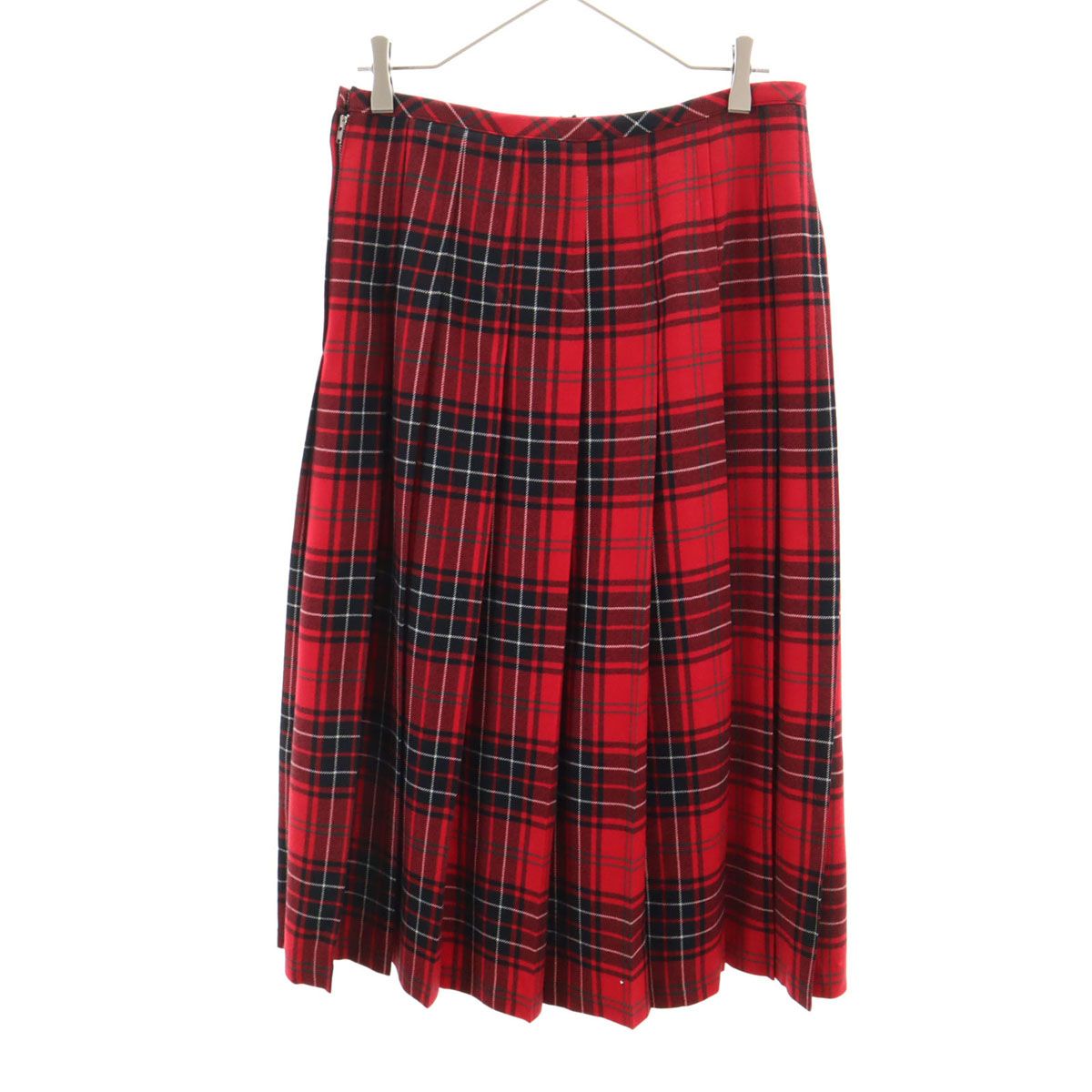 JUNYA WATANABE COMME des GARCONS ジュンヤワタナベコムデギャルソン 2017年 ギンガムチェック ミモレ丈 プリーツスカート M レッド レディース 古着