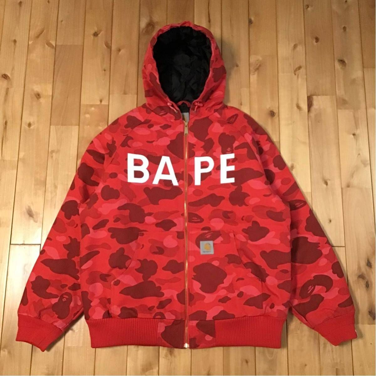 ☆XL☆ Carhartt × BAPE 中綿フード ジャケット Red camo a bathing 