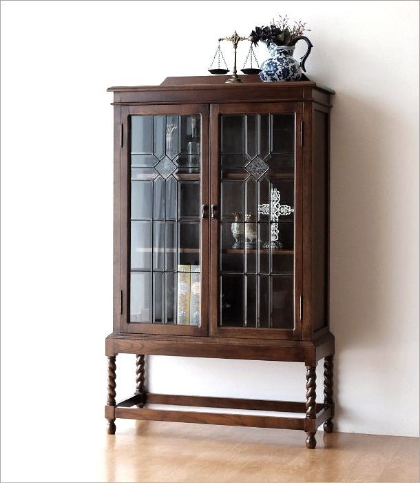 開梱設置・送料無料】アンティーク調 オーク材 ステンドガラス 両開