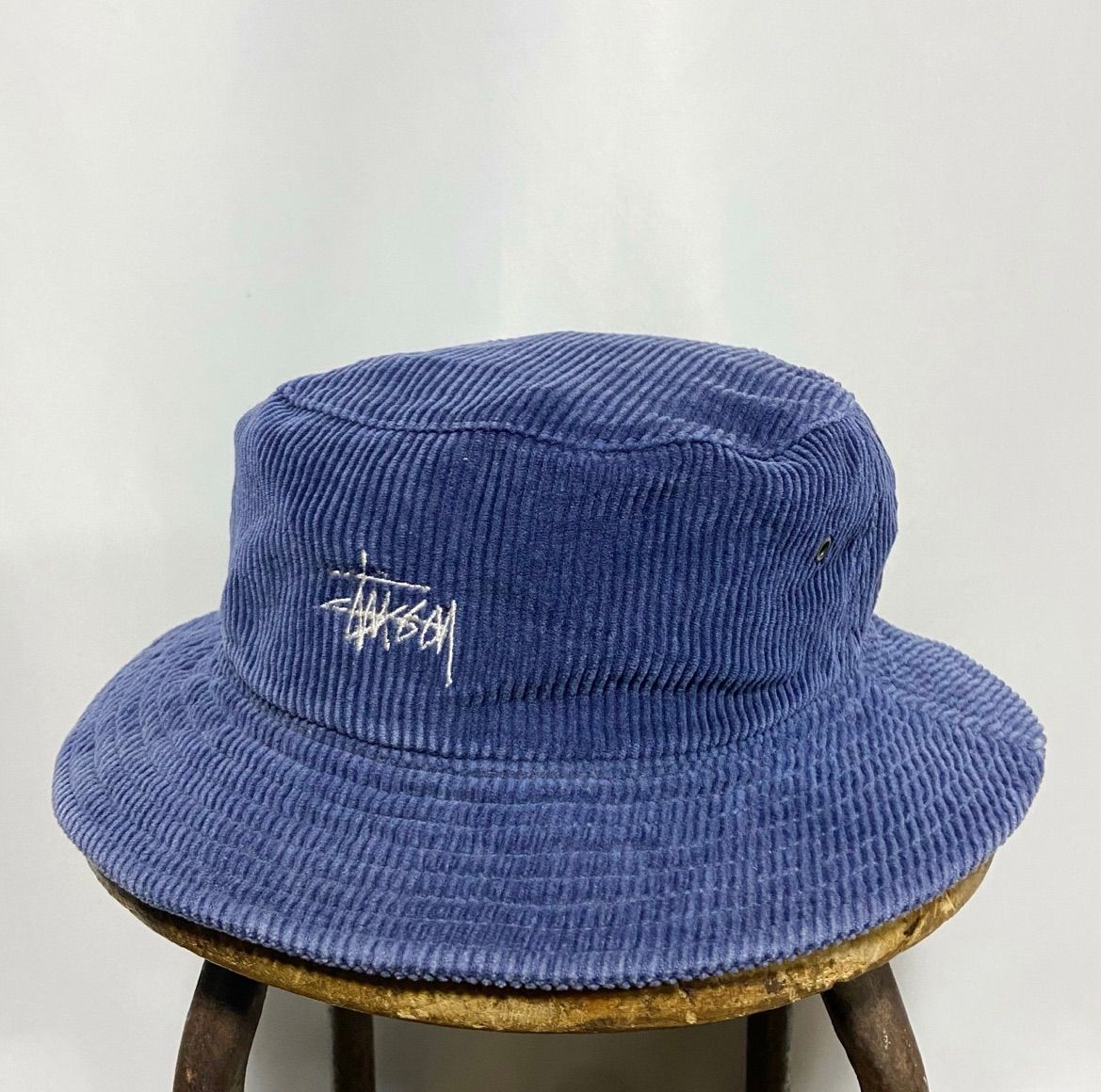 STUSSY 90s ステューシー ショーンフォントロゴ刺繍コーデュロイバケットハット オールドステューシー oldstussy オールドスケート  oldskate バケハ 太畝 紺タグ