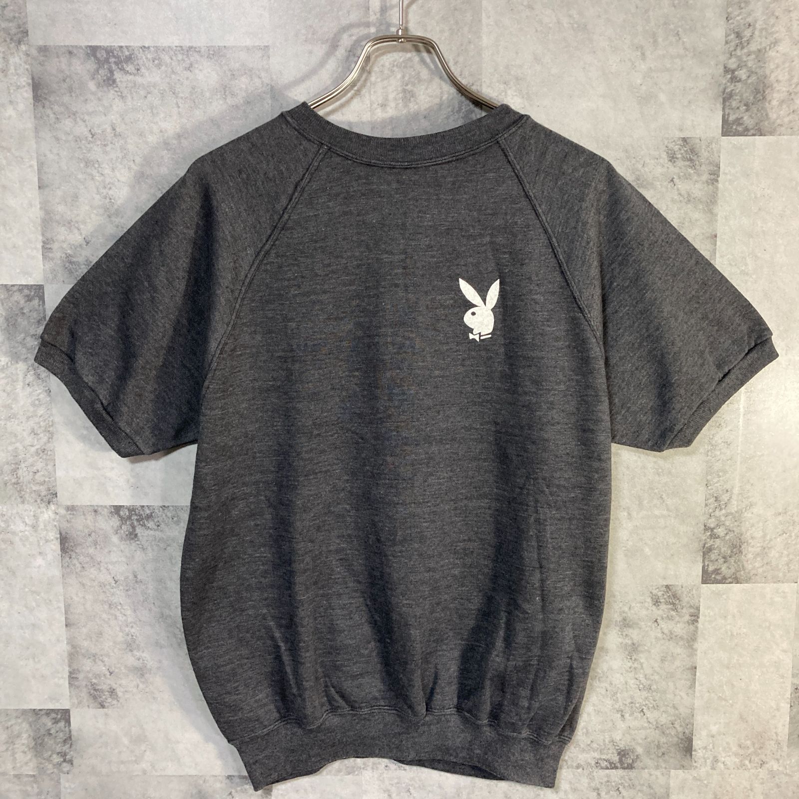 USA製 80's PLAYBOY半袖 スウェット ポリ コットン フロッキー