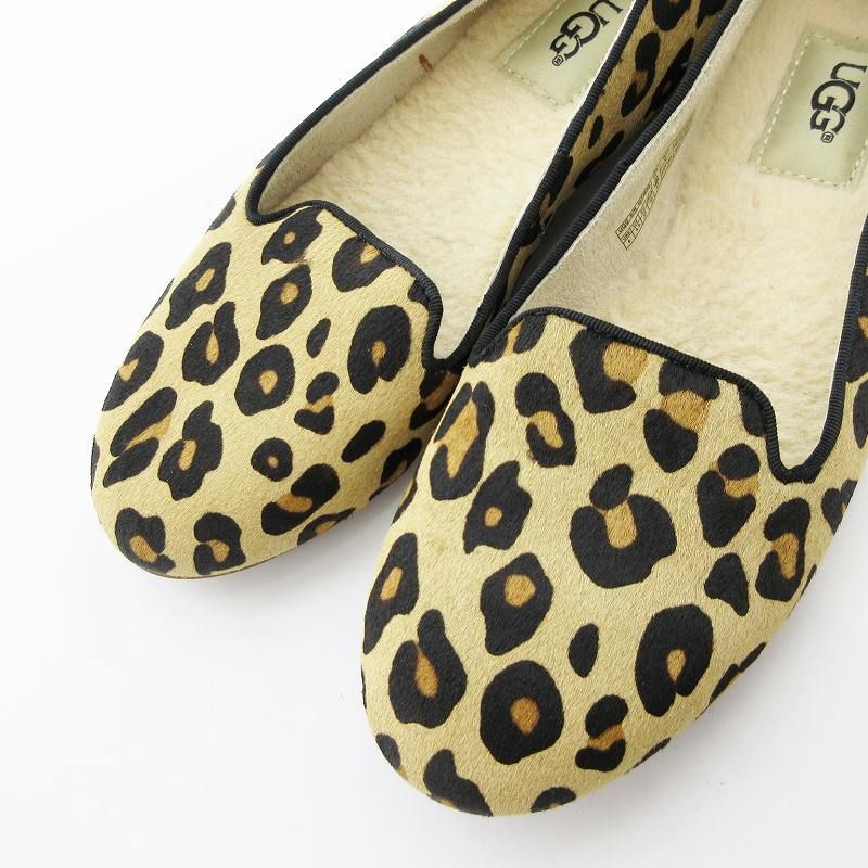 UGG ハラコ　レオパード　フラットシューズ　23cm アグ UGG フラットシューズ スリッポン 本革 レザー ハラコ レオパード