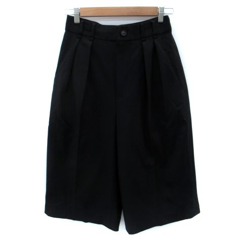 新品【MIESROHE ミースロエ】ワイド　ハーフ パンツ　ガウチョ　タック　黒 ミースロエ MIESROHE ハーフパンツ ワイドパンツ 1 黒 ブラック