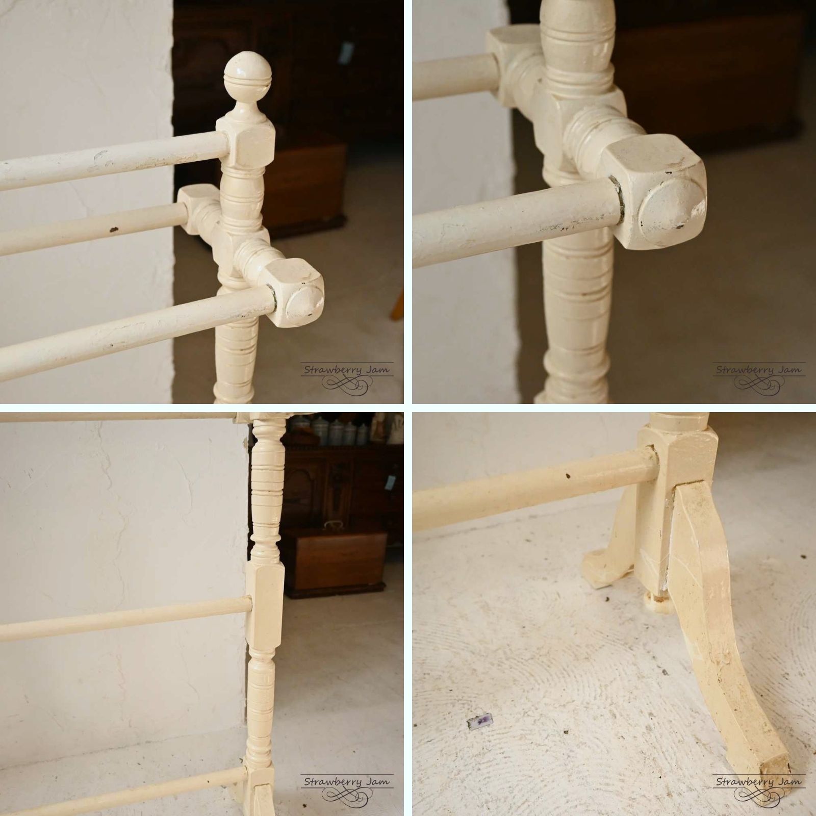 L3612-47 フランスアンティーク ペイント リネンラック ラック