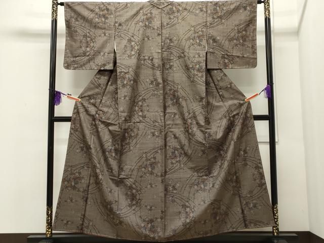 平和屋着物○本場大島紬 7マルキ 泥染め 楓文 佐藤絹織物謹製 証紙付き  