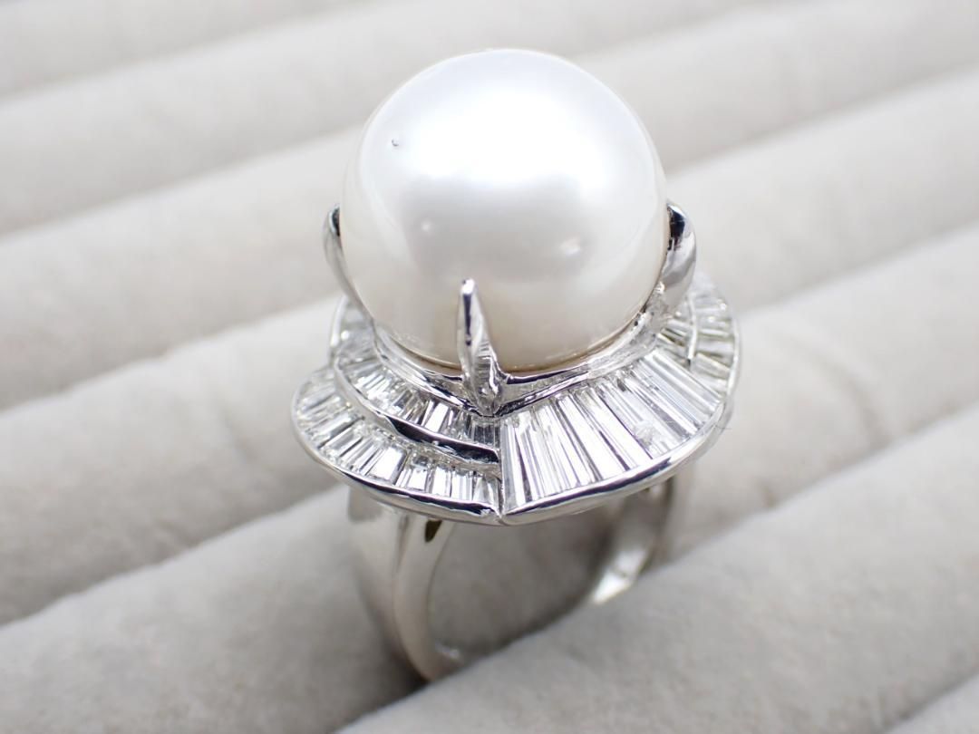 プラチナ900 8,7mm 天然あこや本真珠　ダイヤモンド　リング アコヤ真珠 天然ダイヤモンド プラチナリング プラチナ900 アコヤ本