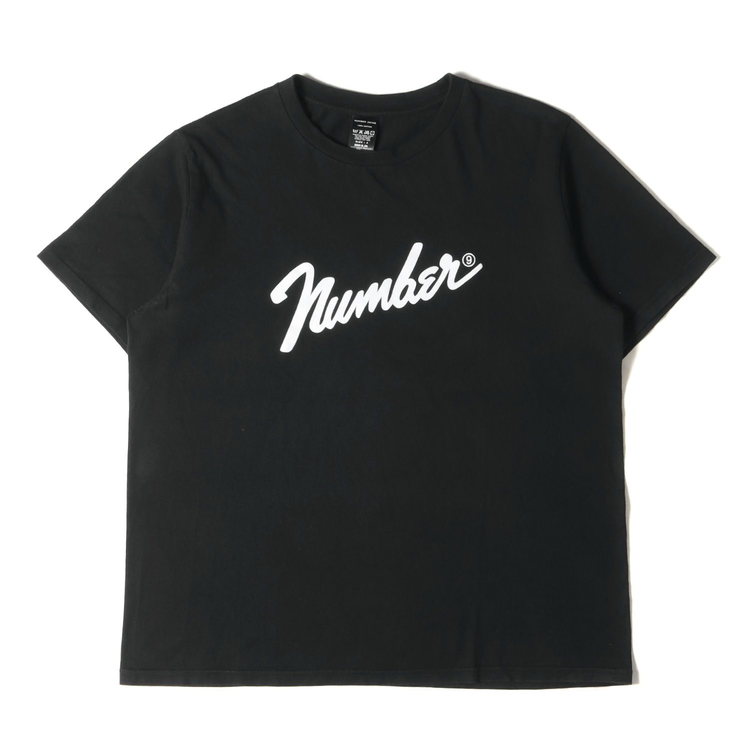NUMBER (N)INE ナンバーナイン Tシャツ サイズ:4 復刻モデル フェンダーロゴ クルーネック 半袖Tシャツ ブラック 黒 トップス カットソー【メンズ】