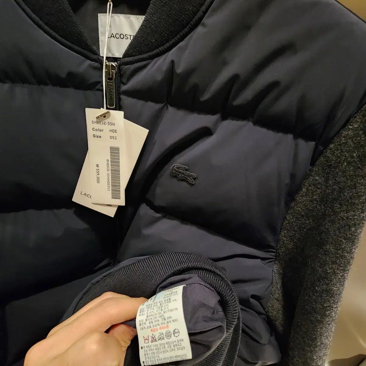 ラコステ メンズ ウール ジャージ ハイブリッド アウター ダウン
