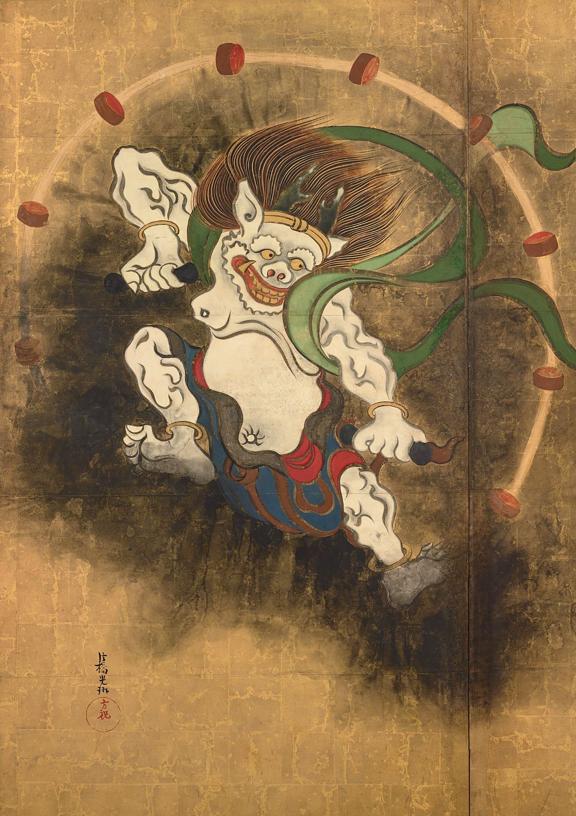 【F0号/180×140mm】風神雷神セット【現代アート 絵画 エネルギー】 Amazon.co.jp: 絵画 日本の名画 風神雷神図 尾形光琳 額入り