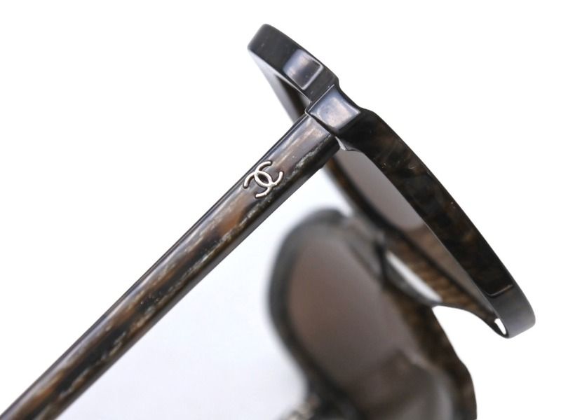 CHANEL シャネル オーバル サングラス ブラウン ラメ ココマーク