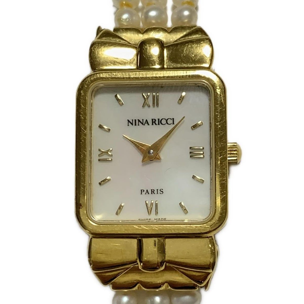 NINARICCI ニナリッチ 腕時計 - S950 レディース リボン ホワイトシェル