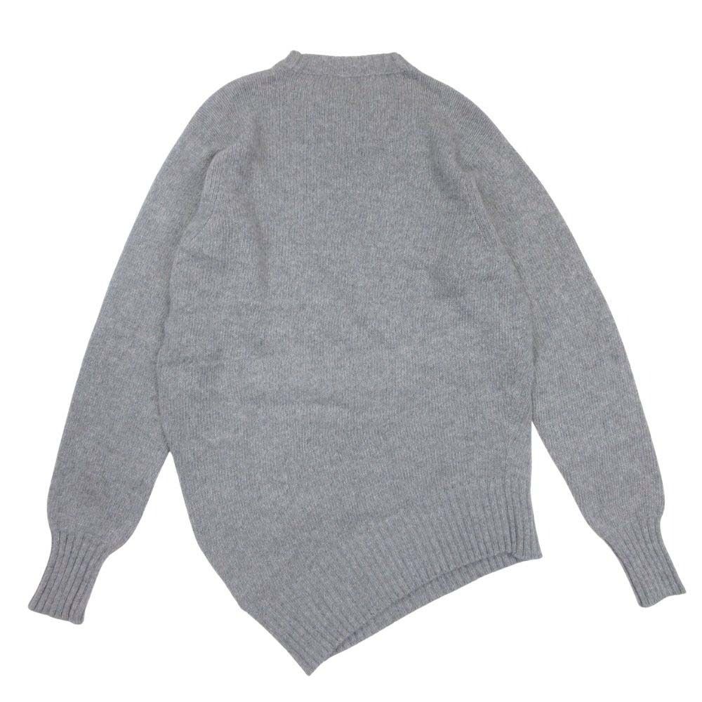16aw MAISON FLANEUR メゾンフラネウール カシミヤ アシンメトリー 長袖 クルーネック ニット セーター 38 グレー レディース 古着