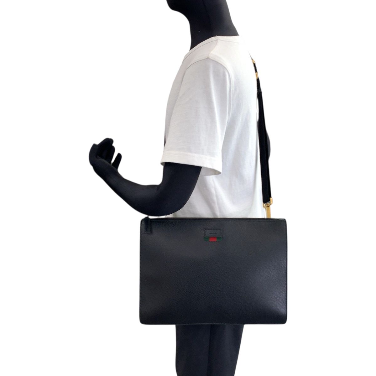 美品 GUCCI グッチ シェリーライン ブラック 黒 ゴールド金具