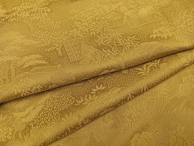 平和屋着物●上質な色無地 人物風景樹林地紋 桑染色 さが美扱い 正絹 AABC4449ph